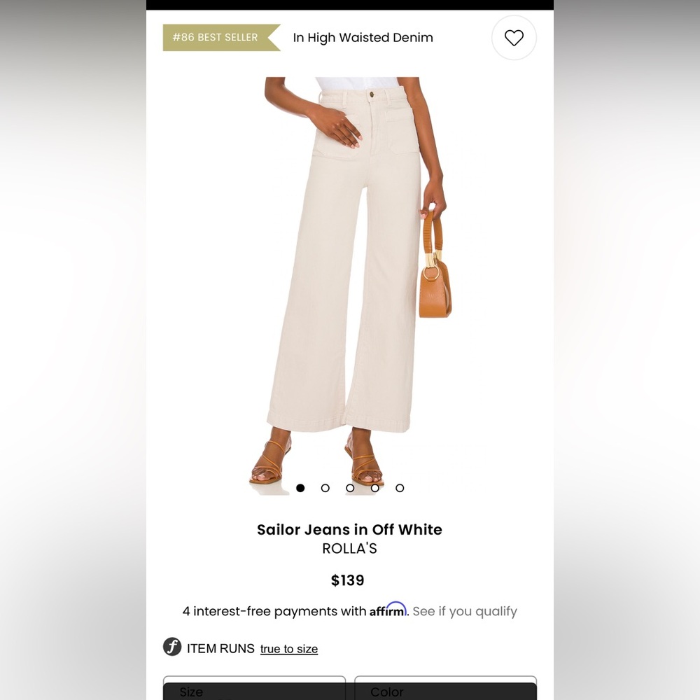Rollas high rise Wide-Leg Tan Pants